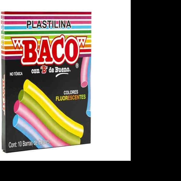 PLASTILINA C10 BARRAS COLORES FLUORESCENTES BACO C.100